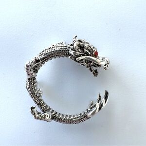 TERRA GEMMS Studio Series Silver Dragon Ring Red Gem Eyes